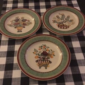 Set of 3 Debbie Mumm Christmas Dessert Plates or Display Shelf Wall Hangings